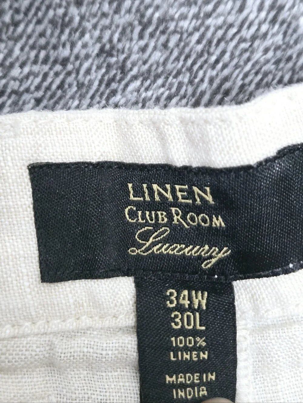 CLUB ROOM Luxury Pants Men's 36x30 Classic Flat Front 100 Linen Beige Resortwear